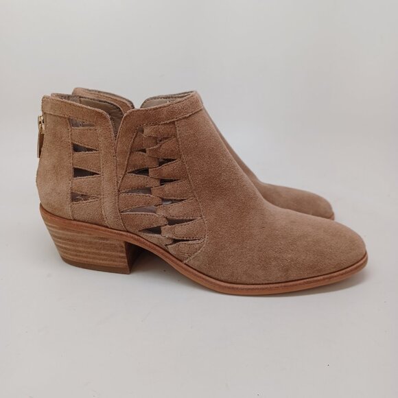 Vince Camuto Ankle Bootie Tan Suede Peera Cutout Western Boots Boho Womens 7 NEW - Picture 6 of 13
